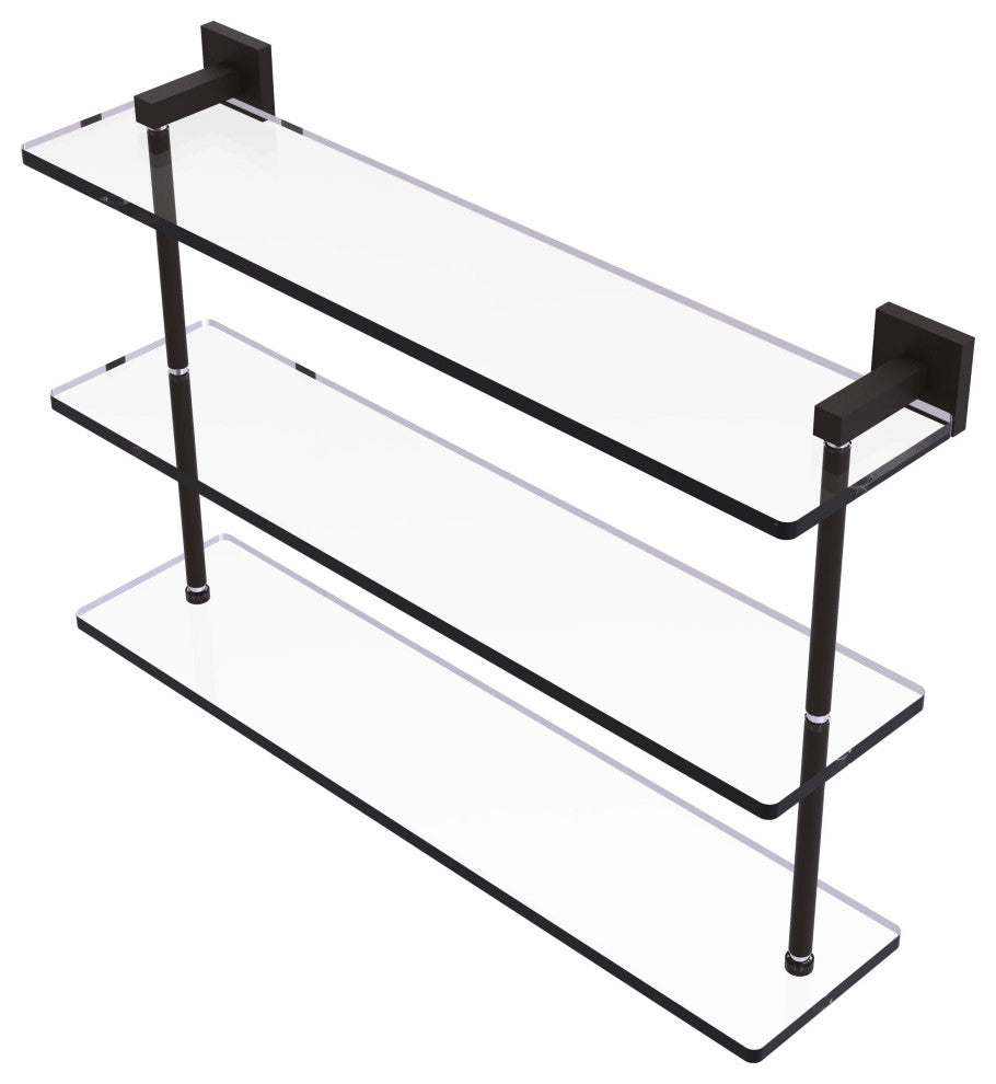 Montero 22" Triple Tiered Glass Shelf, Oil Rubbed Bronze