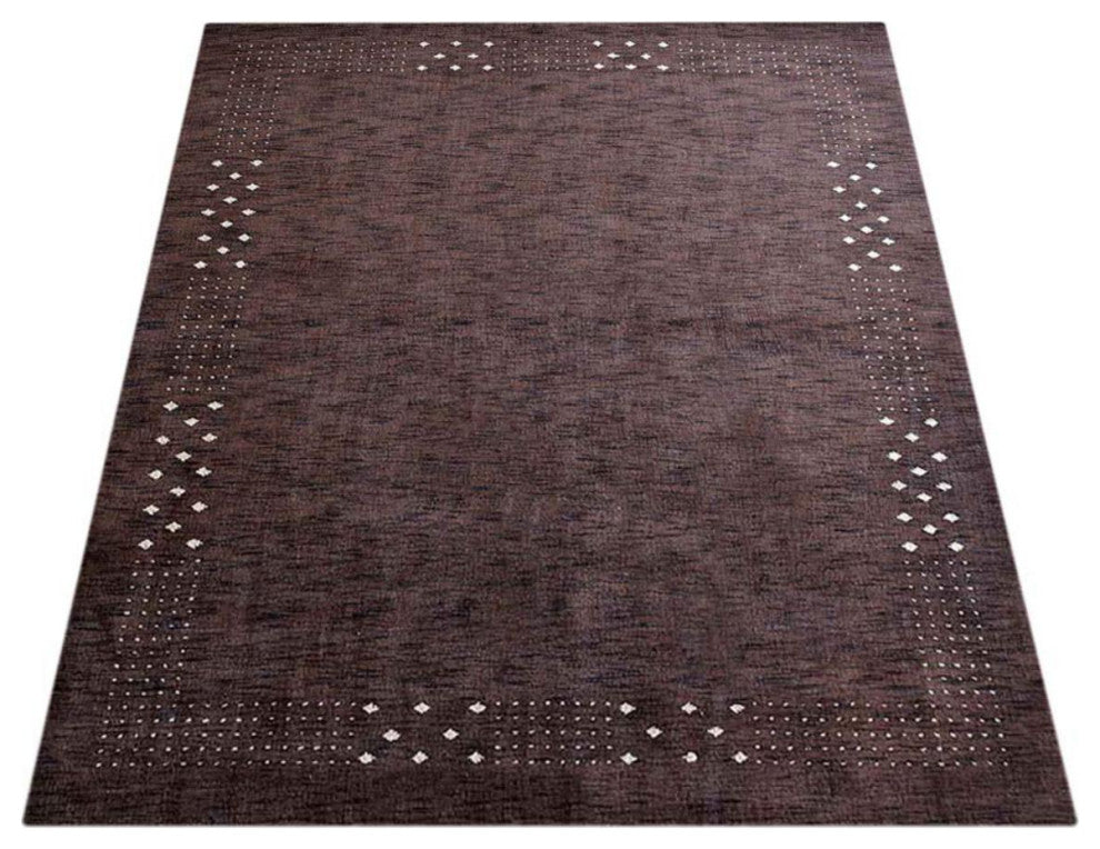 HAND KNOTTED LOOM WOOL ECO-FRIENDLY AREA RUGS - Rectangle, Brown, Contemporary