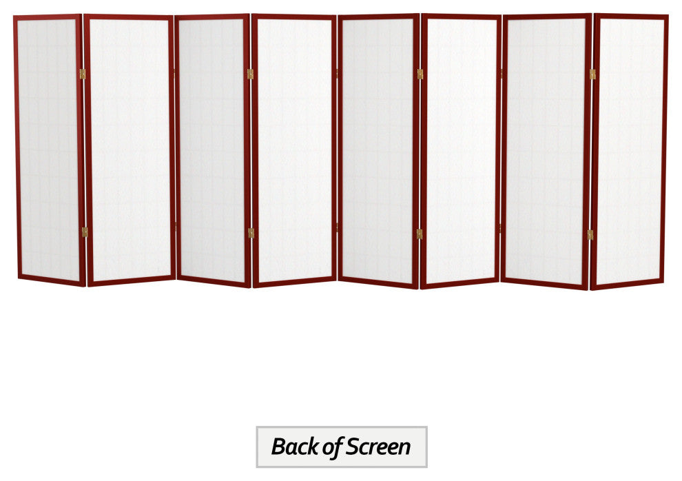 4' Tall Window Pane Shoji Screen, Rosewood, 8 Panels
