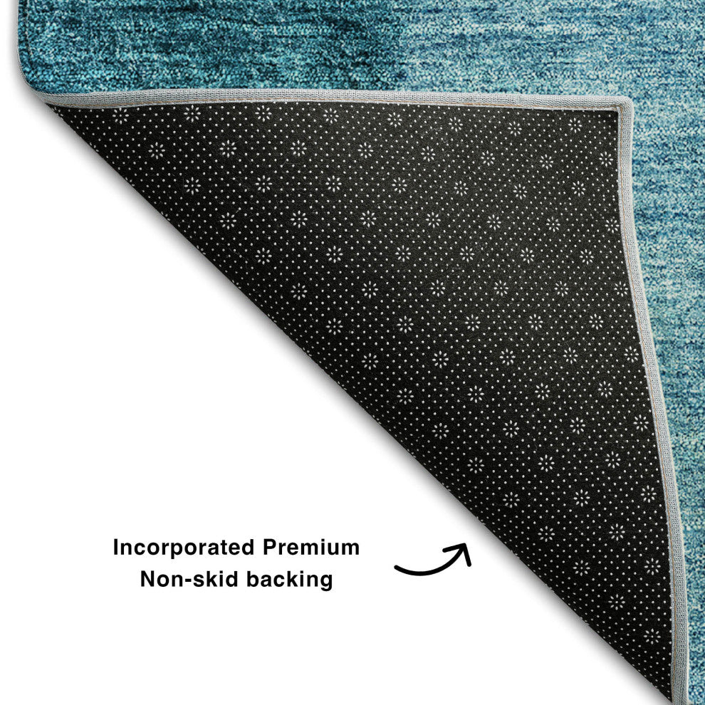 Premium Machine Washable Mayfield AMF690 Teal 8' x 10' Rug