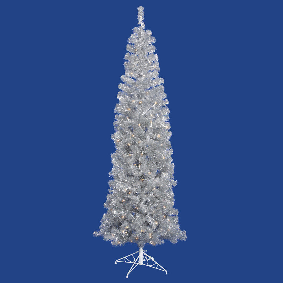 Vickerman Silver Pencil Tree, Dura-Lit LED 150 Warm White, 4.5'x20"