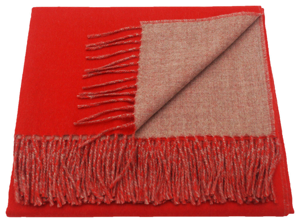 100% Baby Alpaca Throw Blanket, Orange/Beige