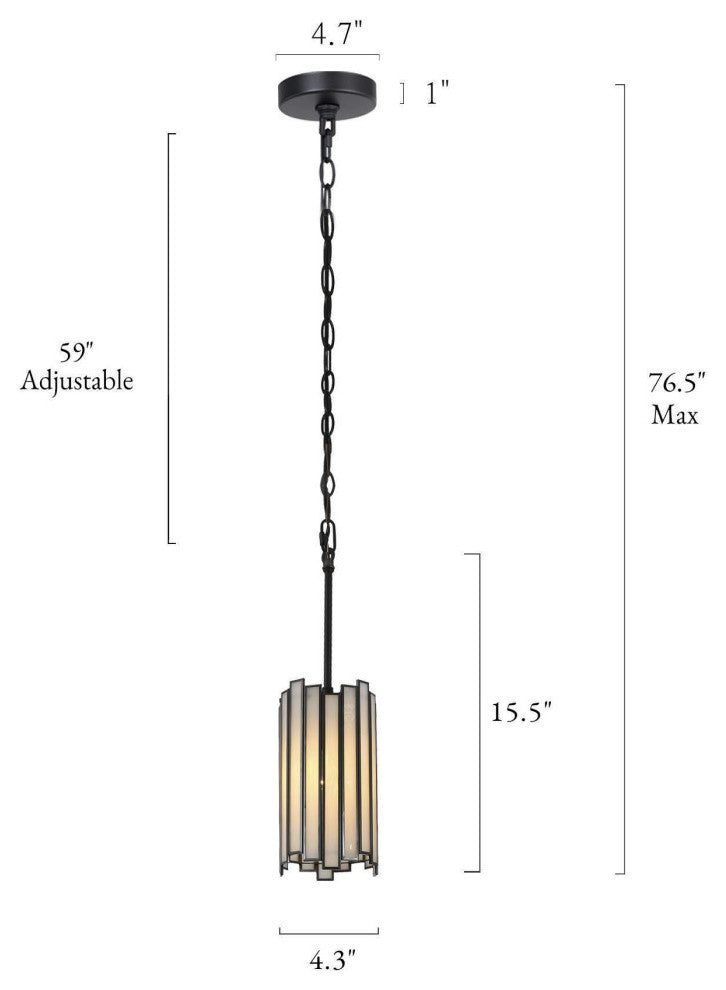 LNC 1-Light Modern Cylinder/Drum Glass Kitchen Pendant Lighting, White & Black