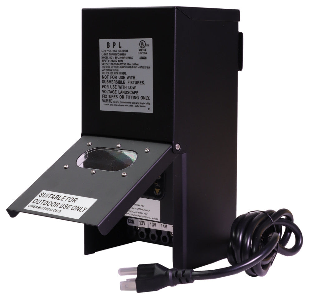 300W Multi Tap, 12-15V Metal Black Case Low Voltage Transformer