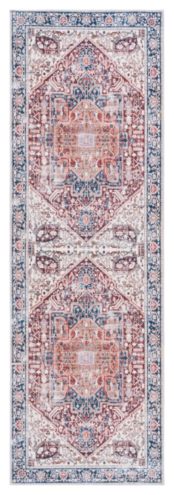 Safavieh Arizona Machine-Washable Collection ARZ109 Rug, Red/Navy, 2'6"x6'