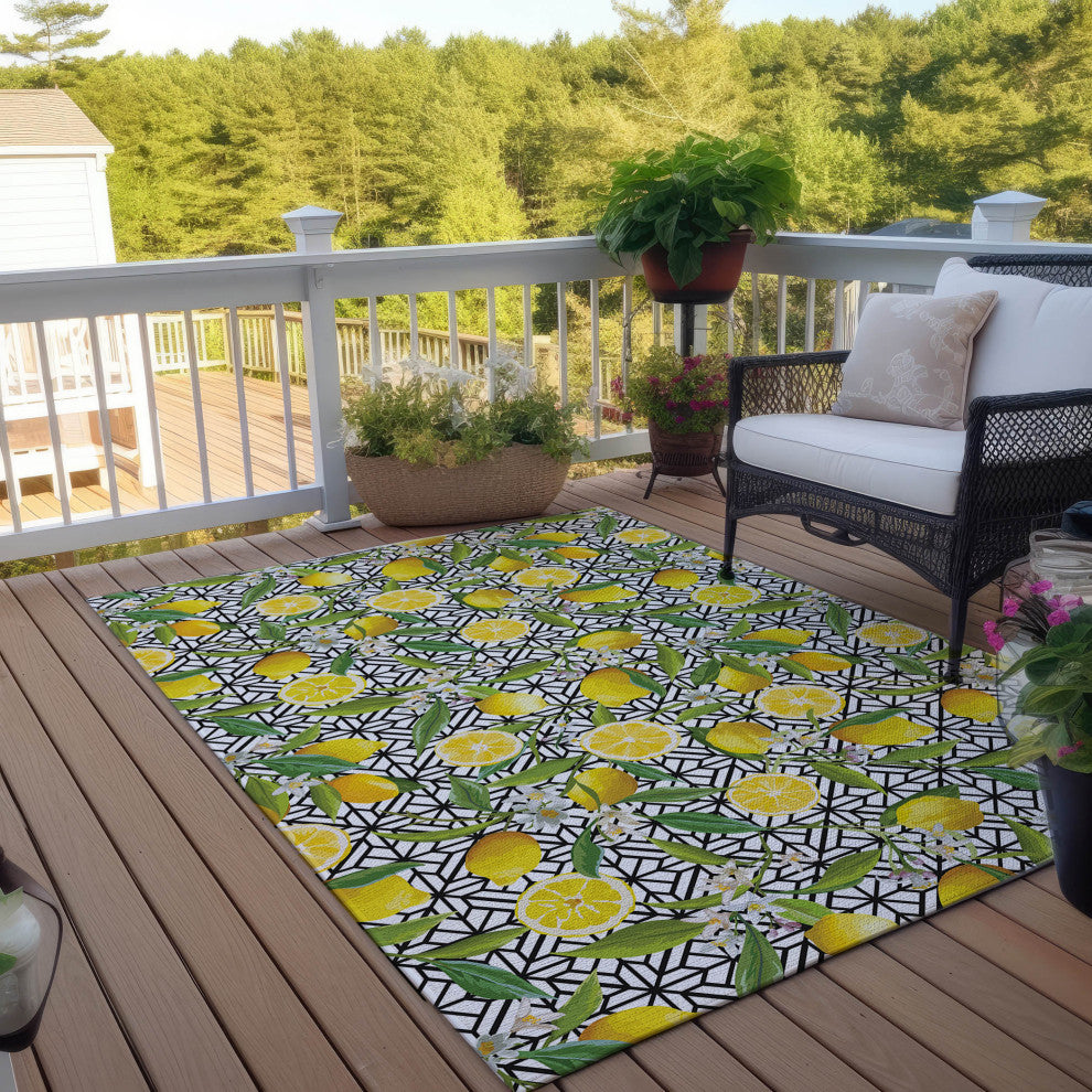 Indoor/Outdoor Kendall KE5 Ivory Machine Washable 5' x 7'6" Rug