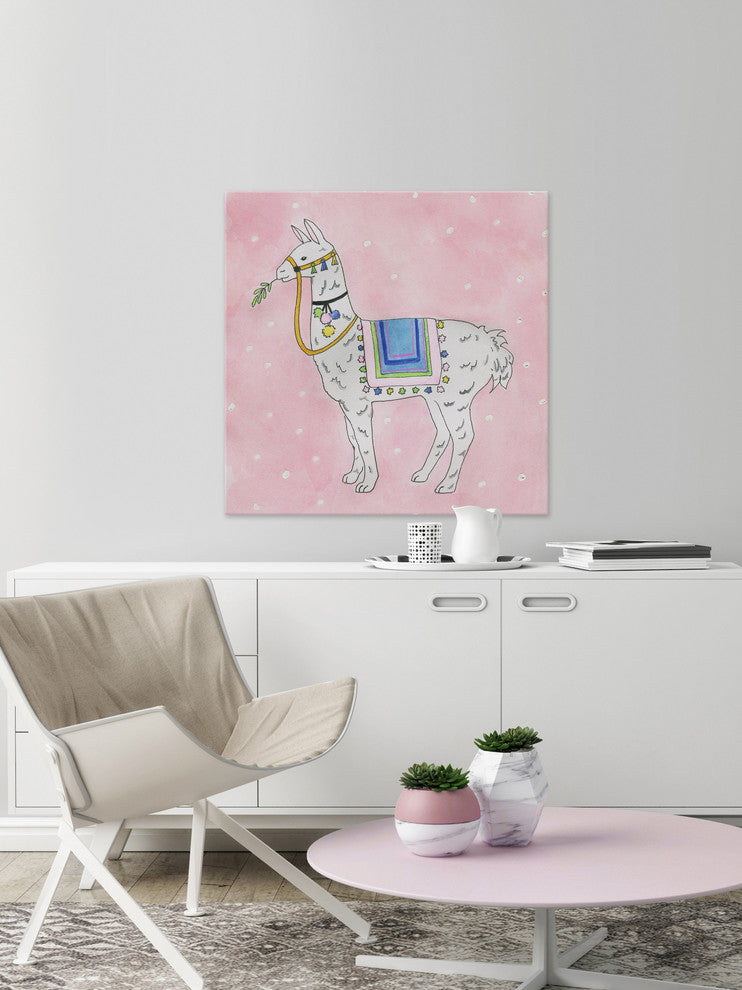 "Alpaca Rides" Painting Print on Wrapped Canvas, 48"x48"