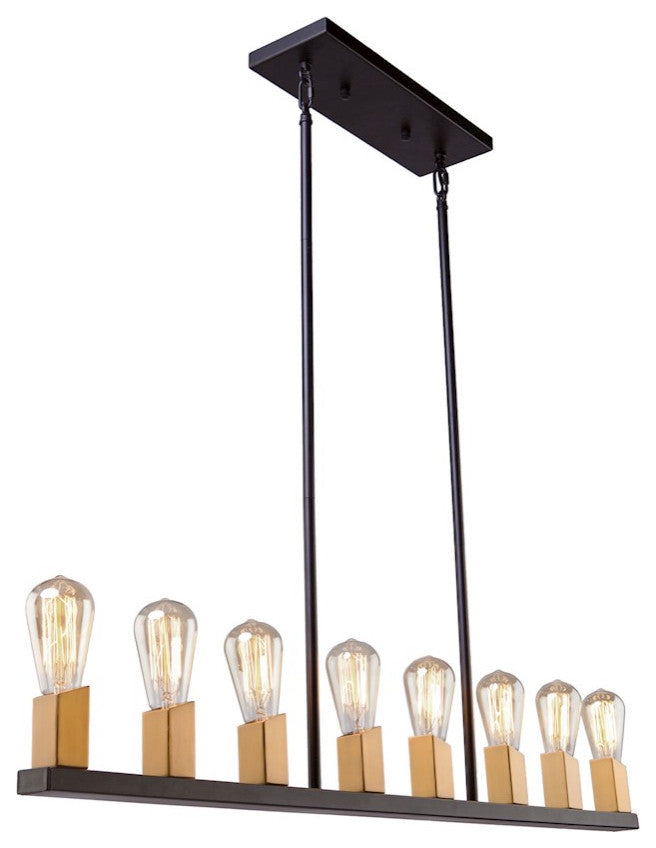 Artcraft AC11106 Eight Light Isl Pendant Skyline Dark Bronze Satin Brass