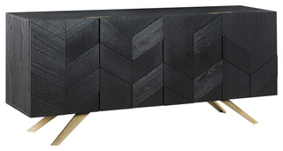 Lombard 4 Door Sideboard Buffet, Black Brushed Wood