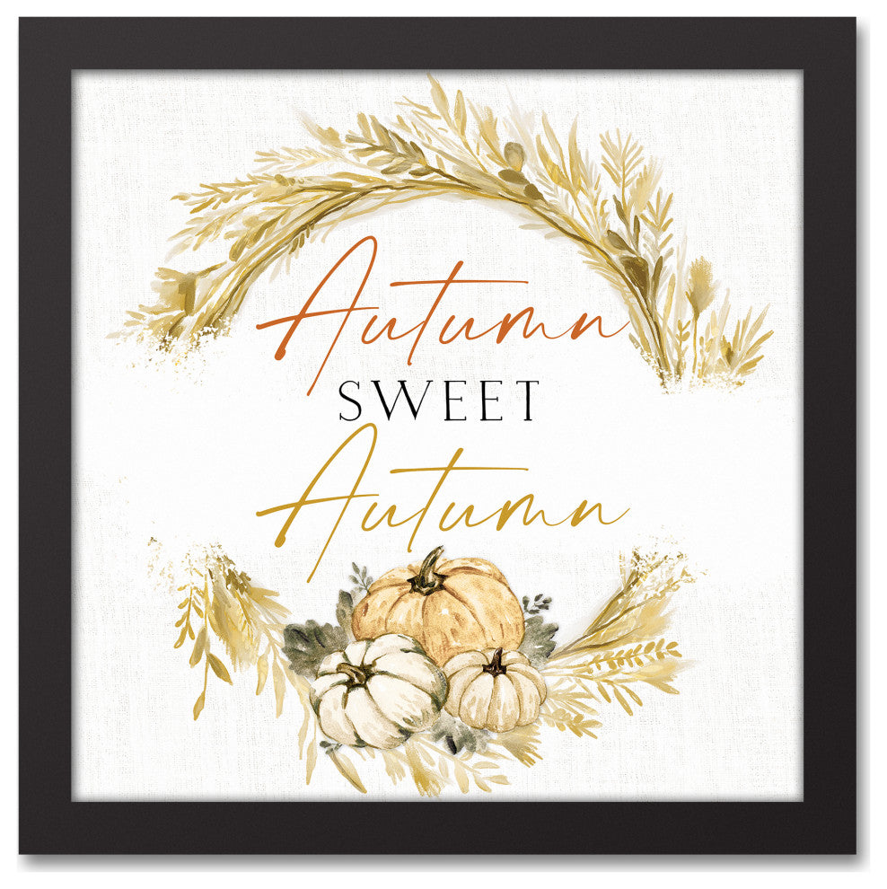 Autumn Hay Wreath 13.73 x 13.73 Black Framed Canvas