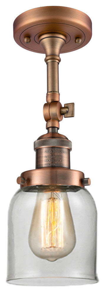 Small Bell 5" Semi-Flush Mount, Antique Copper, Glass: Clear