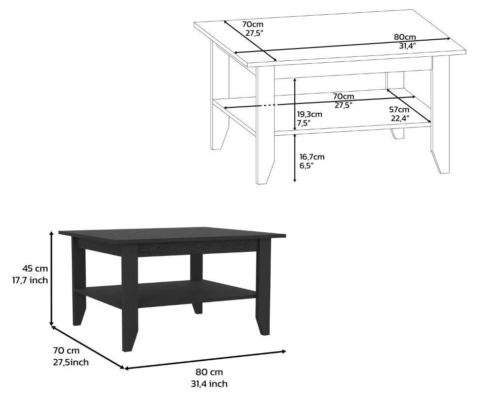 DEPOT E-SHOP Sahara 32" Wide Coffee Table, Black