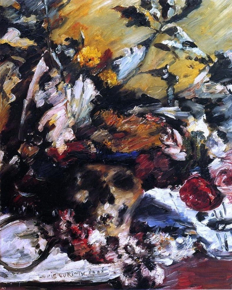 Lovis Corinth Still Life With Flowers- Skull and Oak Leaves Gallery Wrap Canvas