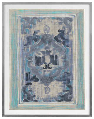 Rug Sketch 13 Fine Art Print, Silver, 22"x18"