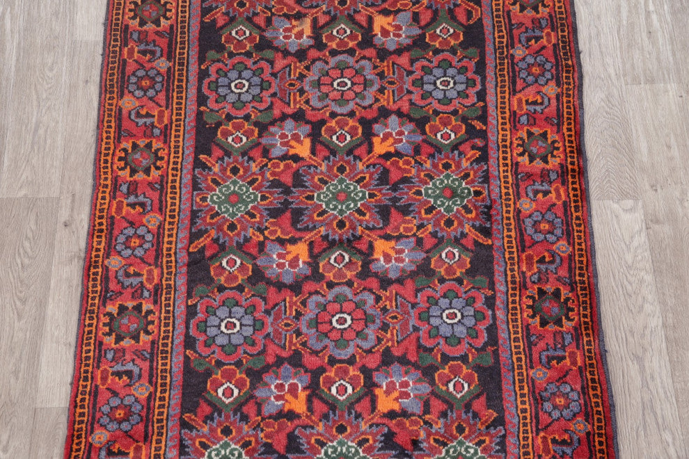 Consigned, Oriental Traditional Persian Vintage Area Rug Handmade, Black, 4x7