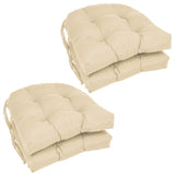16" Solid Twill U-Shaped Tufted Chair Cushions, Set of 4, Natural