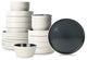 Stone Lain Elica Stoneware 24 Piece Dinnerware Set, Black and Beige