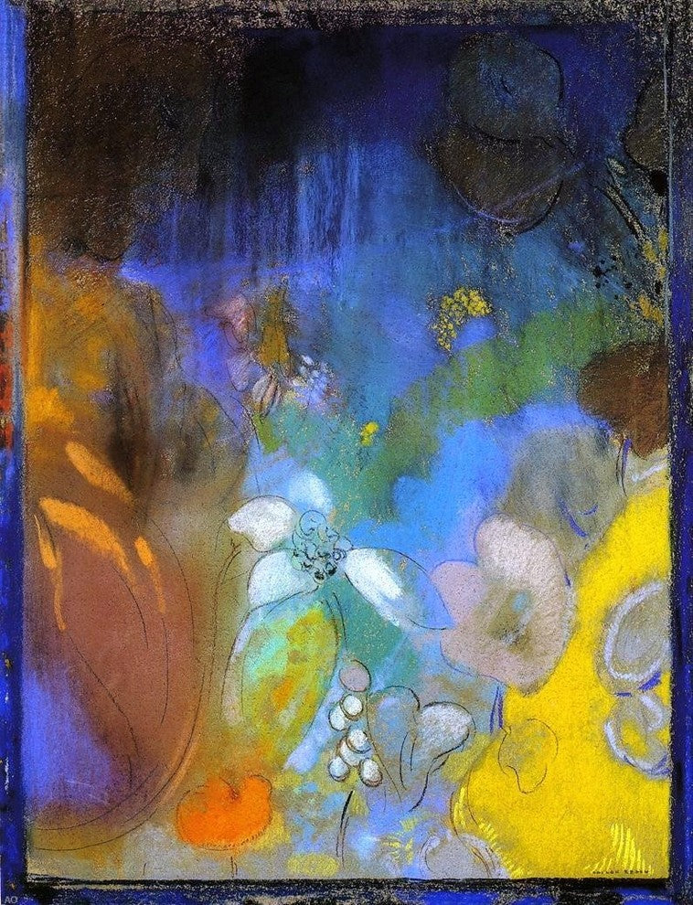 Odilon Redon Woman in Profile With Flowers, 21"x28" Wall Decal