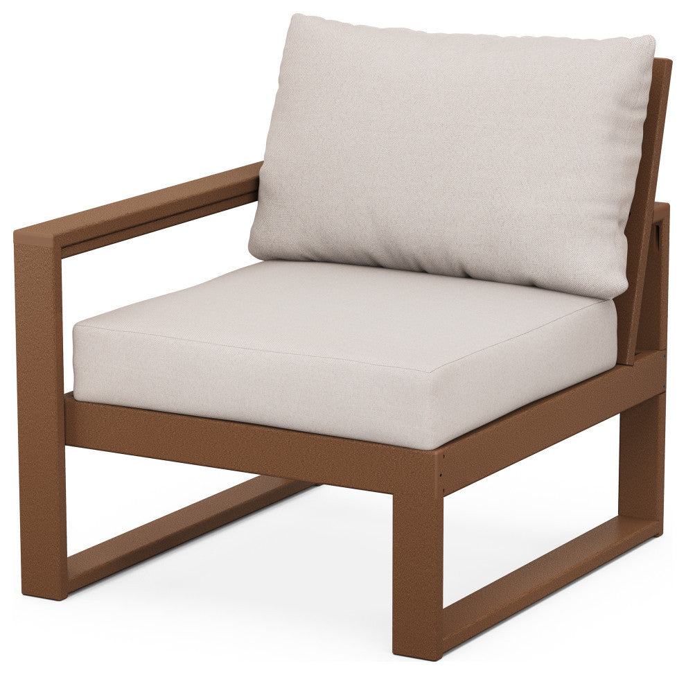 EDGE Modular Left Arm Chair, Teak / Dune Burlap