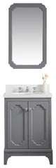 24" Wide Cashmere Gray Single Sink Quartz Carrara Bathroom Vanity