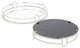 Mianzi Round Quilted Rim Silver Metal Trays (Set of 2)