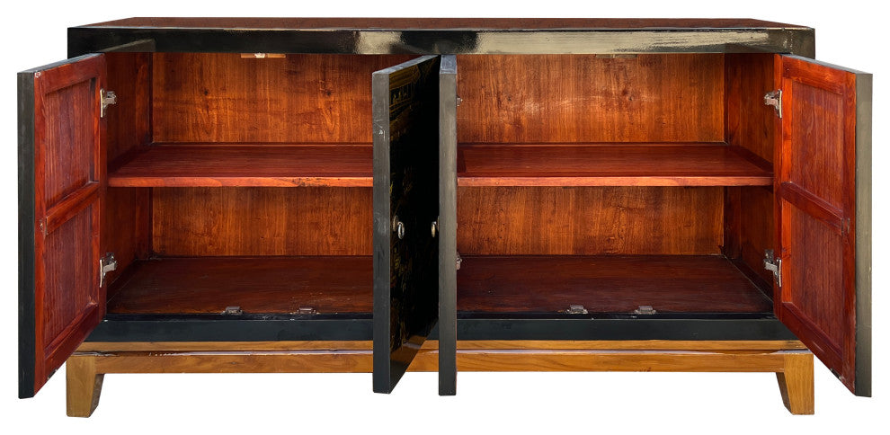 Black Golden Scenery Graphic Sideboard Buffet Console Table Cabinet Hcs7643