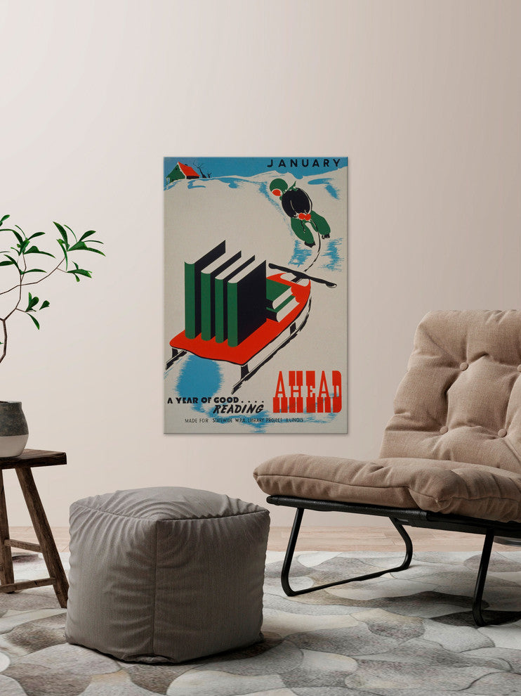 "Good Reading Ahead" Painting Print on Wrapped Canvas, 12"x18"