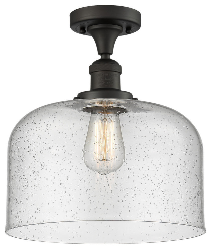X-Large Bell 1-Light Semi-Flush Mount, Oil Rubbed Bronze, Seedy
