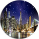 Night Colors Over Brooklyn Bridge, Cityscape Disc Metal Artwork, 23"
