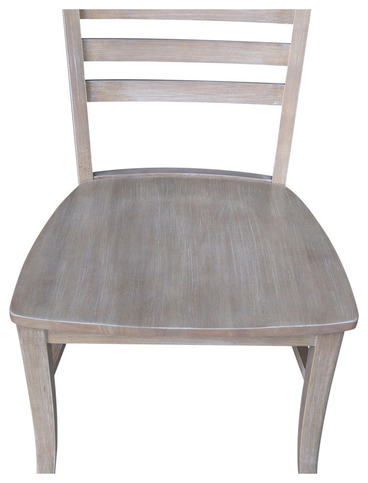 Set of Two Roma Ladderback Chairs, Washed Gray Taupe