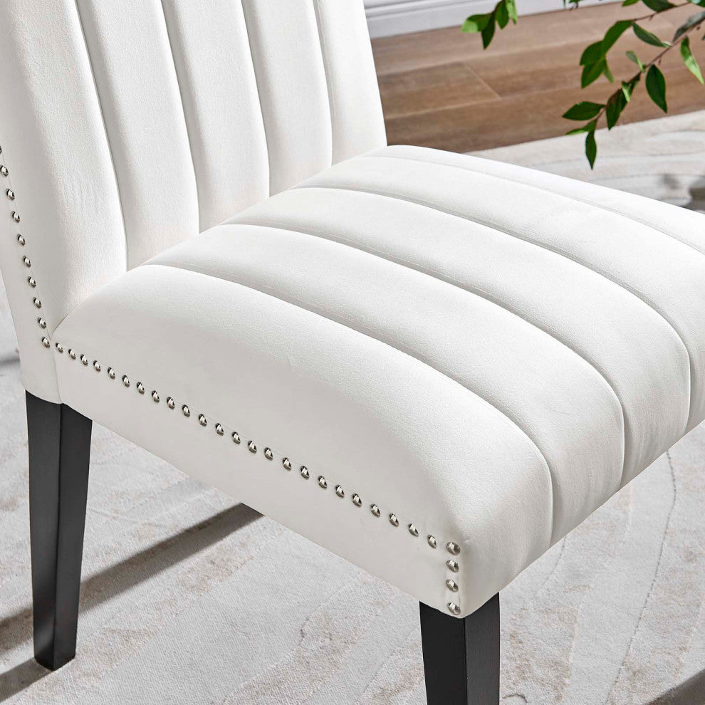 Catalyst Performance Velvet Dining Side Chairs, Set of 2, White