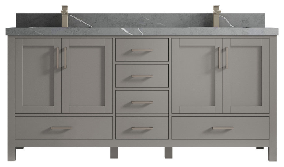 Malibu 72 Double Sink Bath Vanity in Elephant Skin Gray 2" Piatra Gray