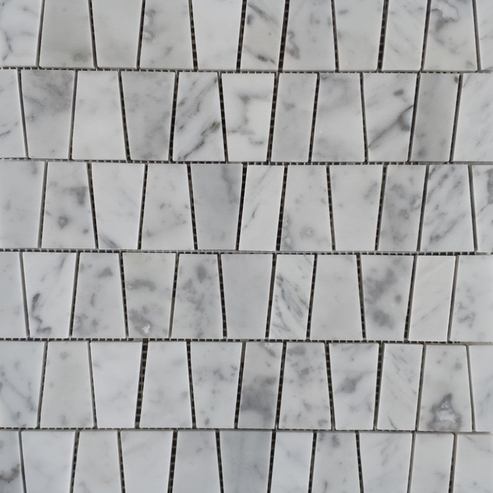 Carrara White Marble Trapezoid Trapazloidal Wall Floor Tile Polished, 1 sheet