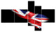 Wing with United Kingdom Flag, Abstract Print On Canvas, 60"x32", 5 panels