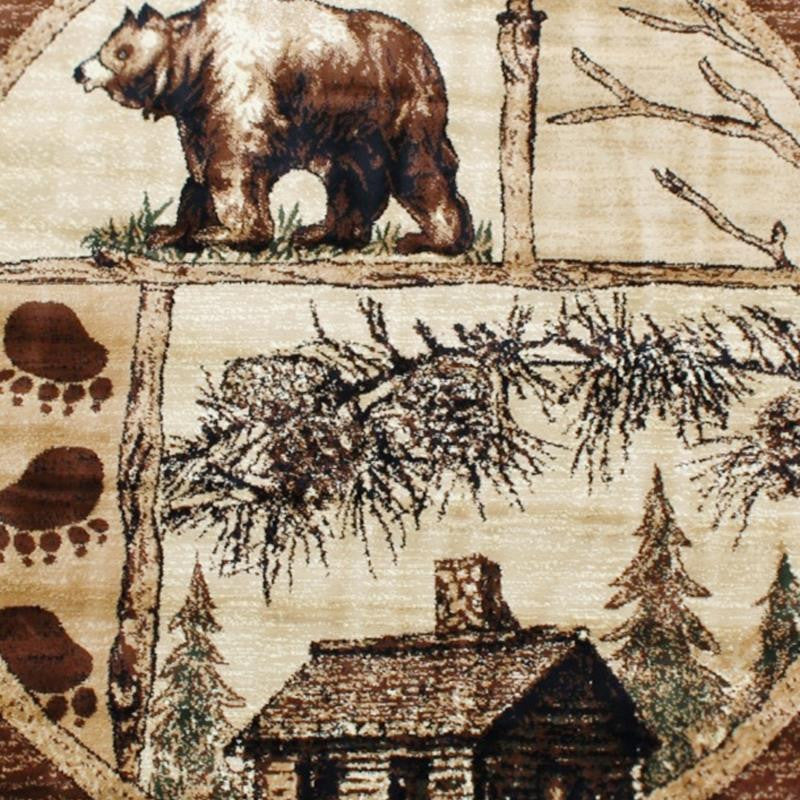 Vale Collection Rustic Wildlife Themed Area Rug, Beige, 6' X 6'