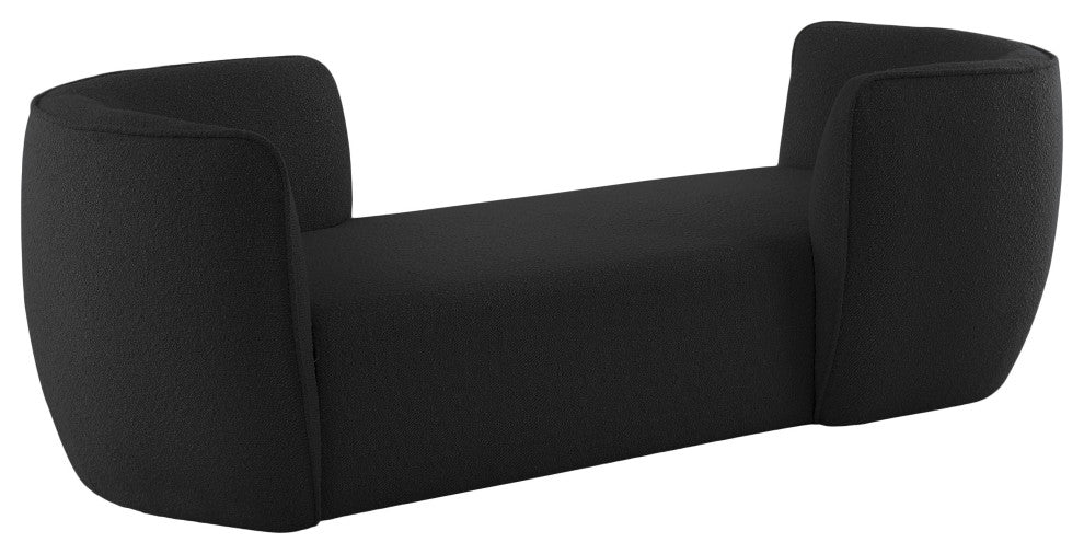 Hilton Boucle Fabric Upholstered Chaise Lounge, Black