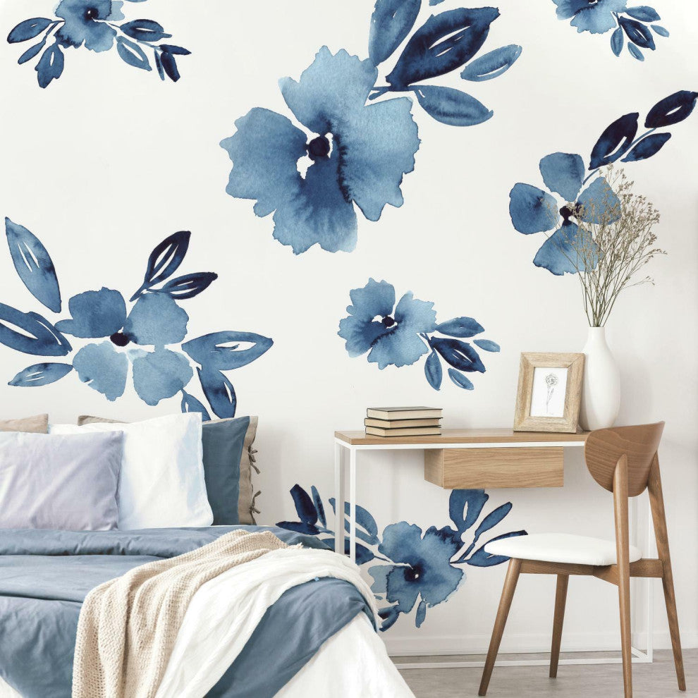 Blue Clara Jean April Showers Flowers XL Giant Wall Decals