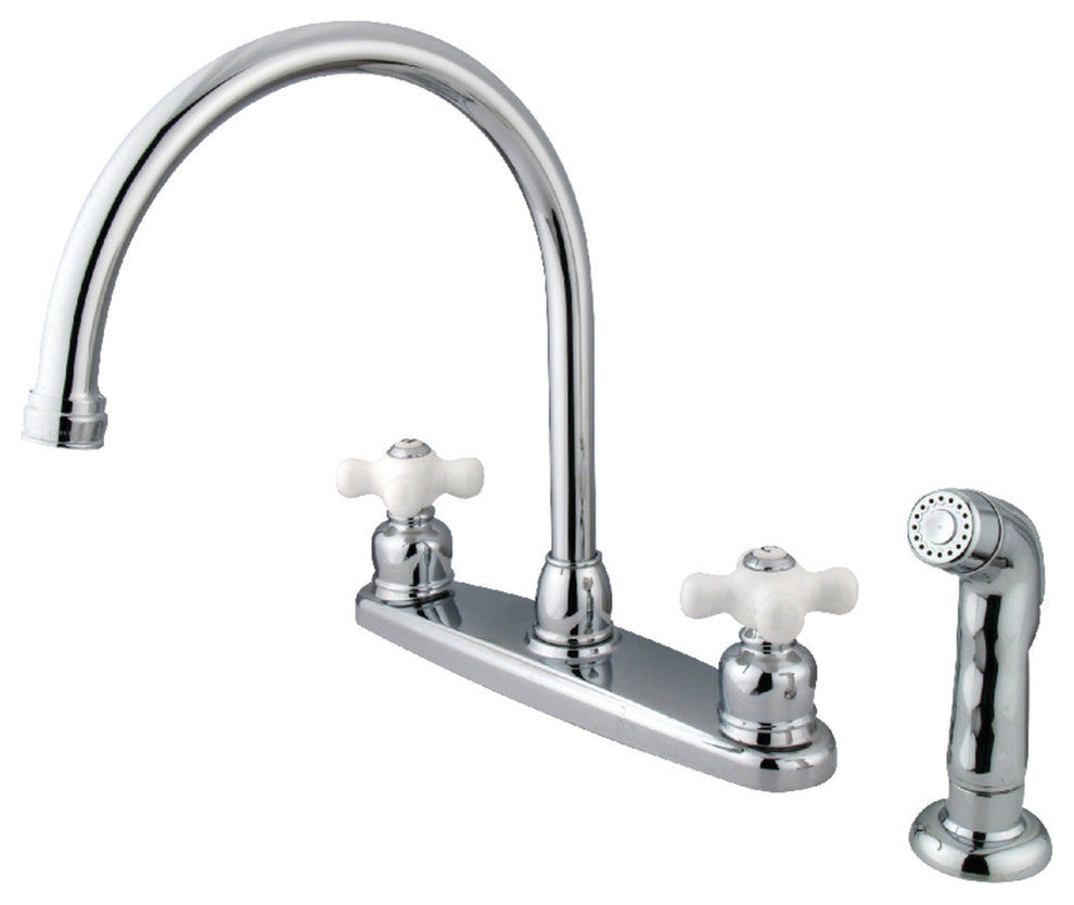 Kingston Brass 8" Centerset Kitchen Faucet, Polished Chrome