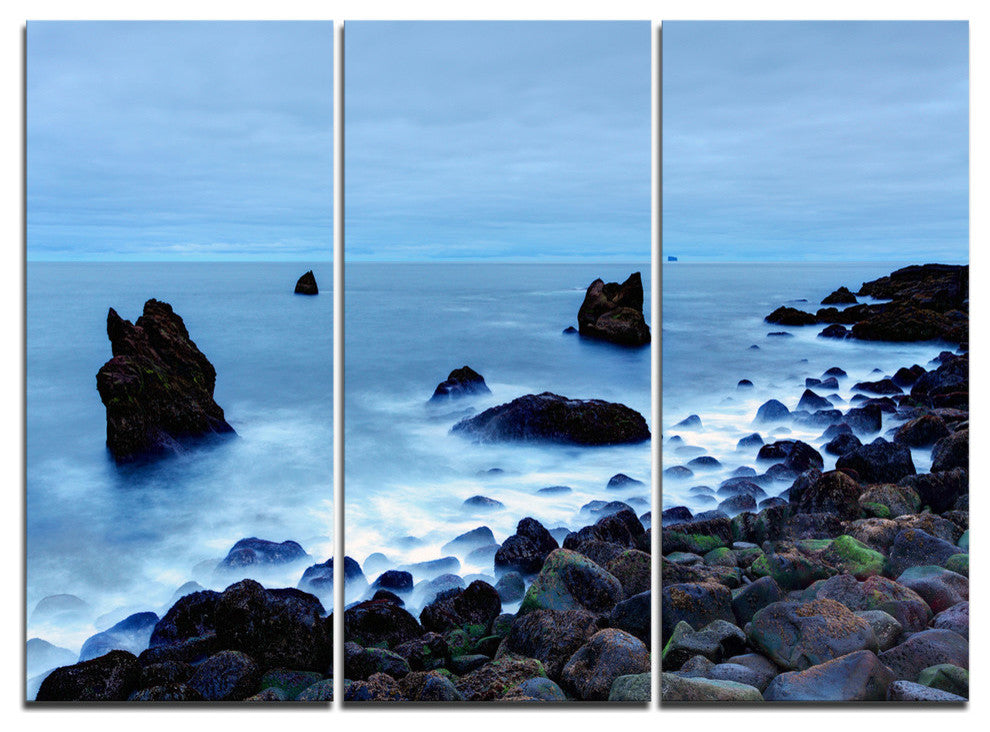 "Rocky Coast near Raykjanes" Metal Wall Art, 3 Panels, 36"x28"