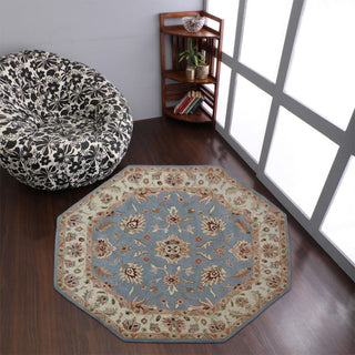 HAND TUFTED WOOL ECO-FRIENDLY AREA RUGS - Octagon,Blue White,Oriental