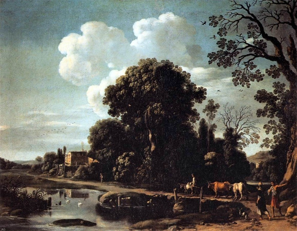 Filippo Napoletano River Landscape, Gallery Wrapped Canvas Print, 21"x28"