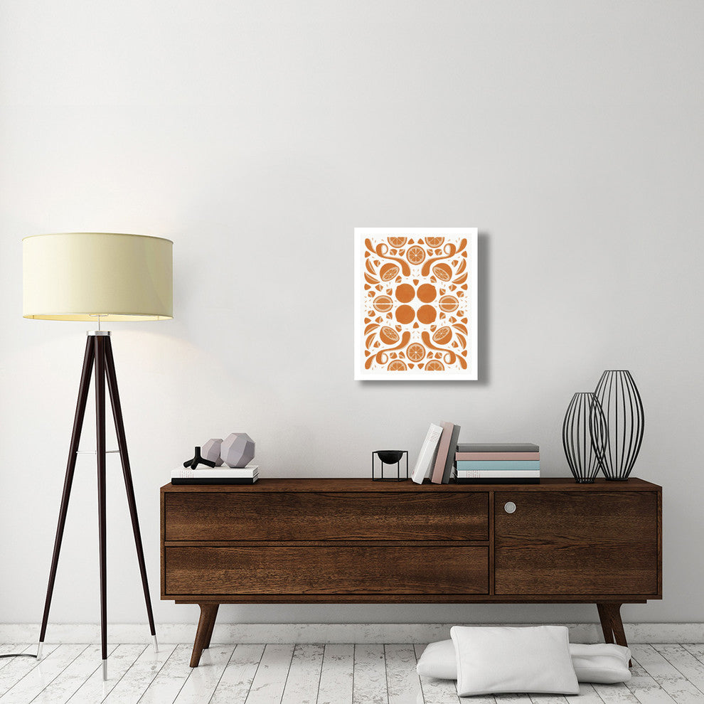 "Retro Orange Otomi Monotone" Digital Paper Print by Elyse DeNeige, 22"x26"