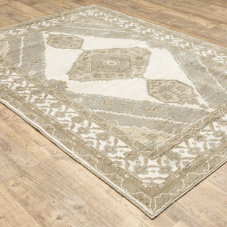 Adeline Muted Medallion Beige and Ivory Area Rug, 10'x13'2"