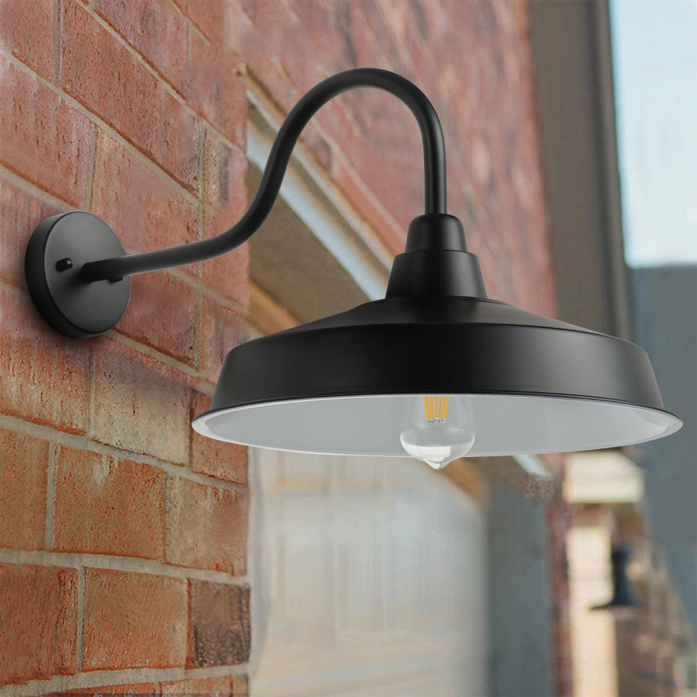 Modern 16" Gooseneck Wall Mount Matte Black Barn Light