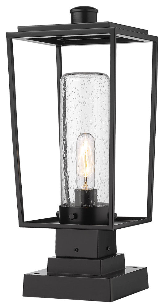 Z-LITE 594PHMS-SQPM-BK 1 Light Outdoor Pier Mounted Fixture, Black