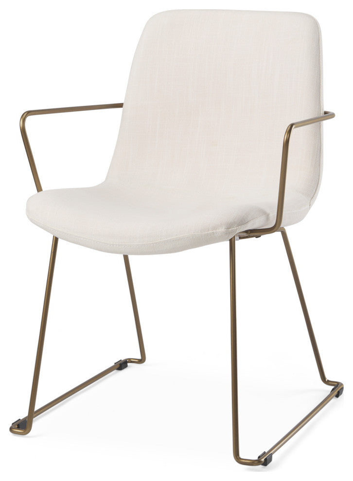 Sawyer Cream Fabric Wrap Seat With Gold Metal Frame Dining Chair