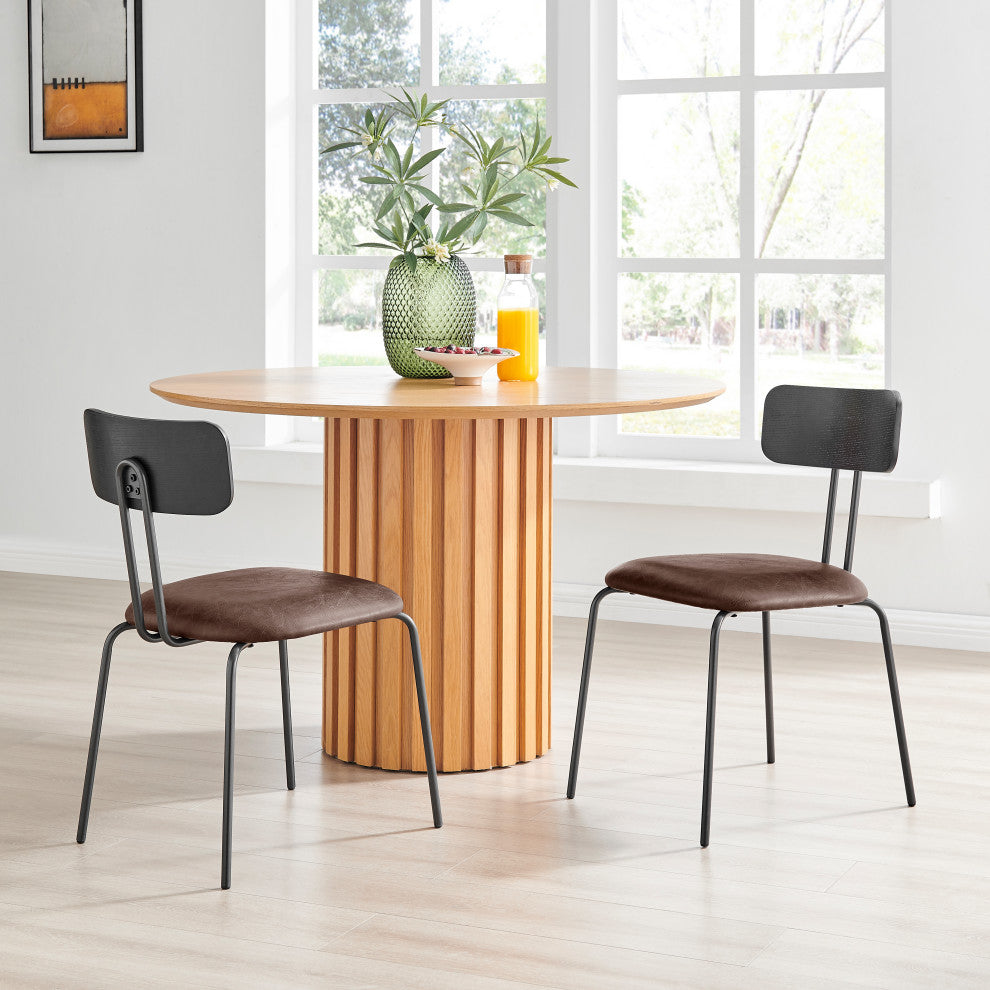 Judith PU Dining Side Chair,, Set of 4, Toasted Dark Brown