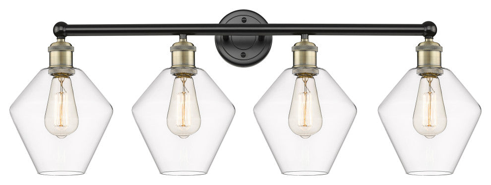 Cindyrella 4-Light 35" Bath Vanity Light, Black Antique Brass, Clear Shade