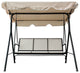 Outdoor Patio 3seater Metal Porch Swing Chair With Adjustable Canopy
