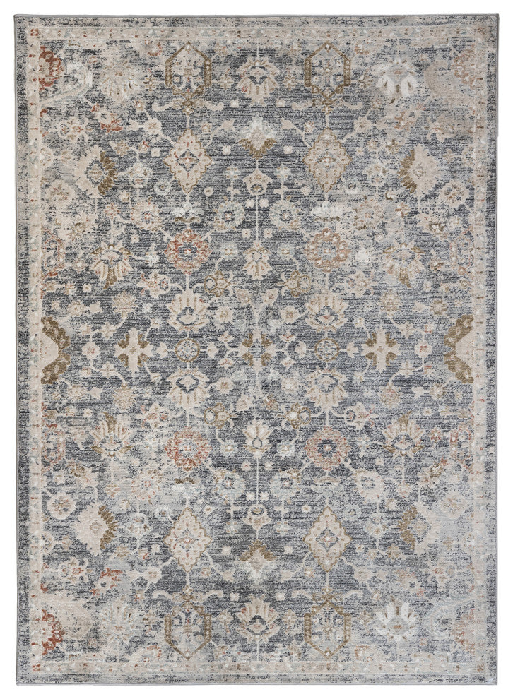 Fairmont Mella Area Rug, Dark Gray, 5'3" x 7'10", Bordered